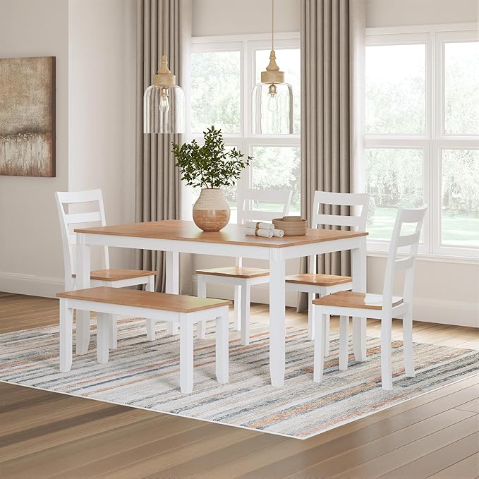 Signature Design by Ashley Gesthaven Solid Wood Frame Dining Chair, Set of 2, White/Natural