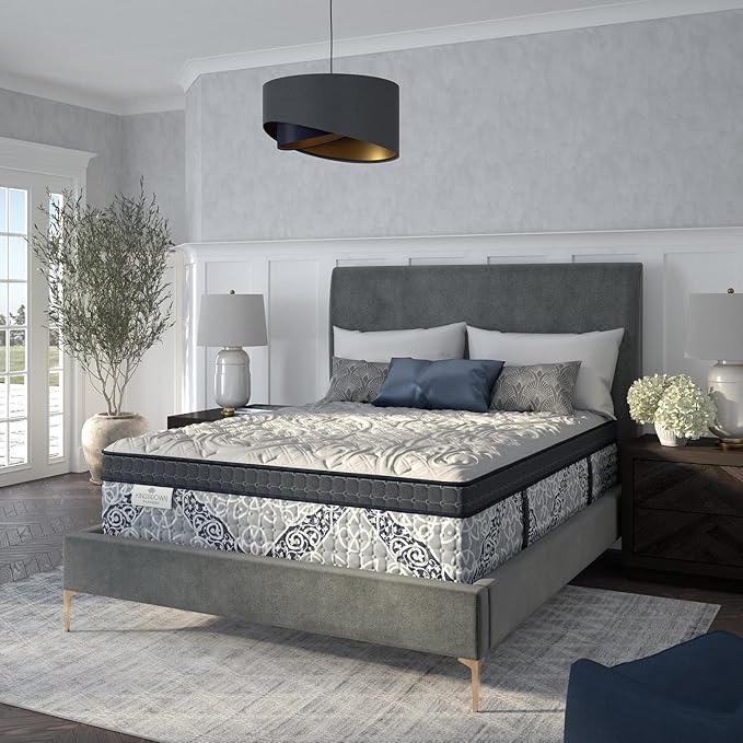 Kingsdown Passions Kelbrooke 16" Ultra Plush Euro Pillow Top Hybrid Mattress Full, Gel Memory Foam Layer Motion Isolation Quilted Top Premium Mattress