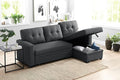 82 Inch Convertible Sleeper Sectional Sofa with Storage Chaise and Pull-Out Bed, Linen Upholstered Reversible Corner Couch, Modular L Shaped Couches for Living Room, Home Furniture, Dark Gray