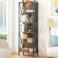 HOMISSUE Tall Bookshelf, 6-Tier Book Shelf, Rustic Wood Metal Bookshelves and Bookcases, Freestanding and Industrial Open Bookcase for Home Office, Living Room and Bedroom, Vintage Brown