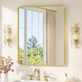 TETOTE Gold Mirrors for Wall 30 x 36 Inch Brushed Gold Bathroom Mirrors, Tempered Glass, Modern Farmhouse Wall Mounted Mirror for Decorative(Horizontal/Vertical)