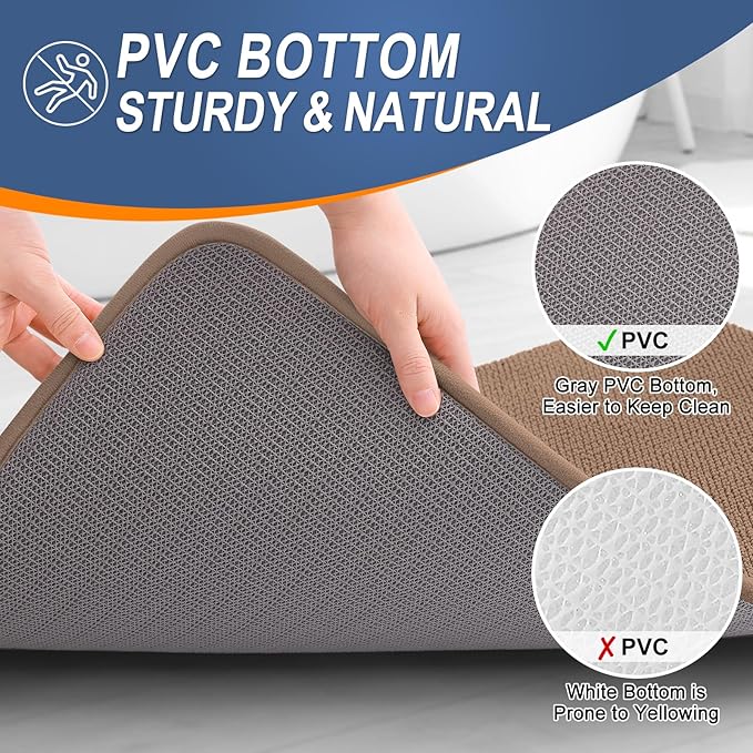 OLANLY Thick Memory Foam Bath Mat Rug 36x24, Extra Soft Absorbent Bathroom Rug, Quick Dry Bath Mats, Non-Slip, Machine Washable Carpet for Bathroom, Tub and Shower, Home Decor Accessories, Mocha