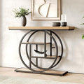 LITTLE TREE Console Table, 4-Tier Entryway Table Behind Couch Table, 41.3-Inch Farmhouse Sofa Table for Living Room, Foyer Hallway Table for Entrance, Walnut and Black