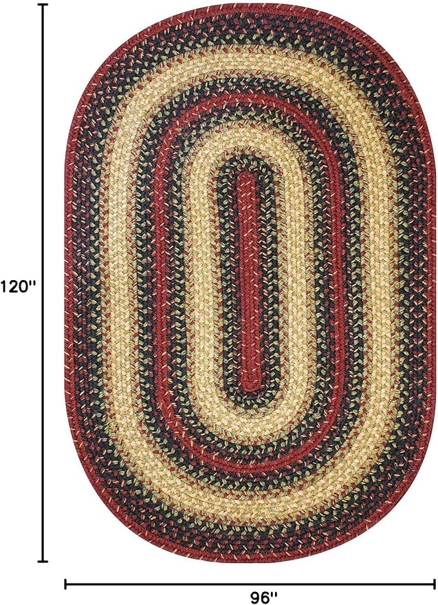 Homespice Highland Multi Color Oval Braided Rug, 8x10' - Handmade with Jute, Warm Country and Lodge Decor, Perfect for Living Rooms and Bedrooms - Pet Friendly and Easy to Clean