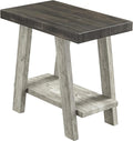 Roundhill Furniture Athens Contemporary Two-Tone Wood Shelf Side Table, Weathered Walnut and Gray