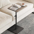 NiHome Minimalist Height Adjustable End Table, 360° Rotatable Sofa Armrest Side Tray Table, Adjustable Legs Space-Saving Couch Bedside Bathtub TV Tray C-Shaped End Table Snack Table for Eating (Gray)
