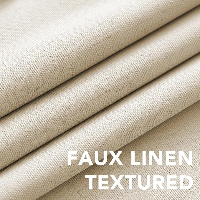 H.VERSAILTEX 100% Blackout Curtains for Bedroom Thermal Insulated Linen Textured Curtains Heat and Full Light Blocking Drapes Living Room Curtains 2 Panel Sets, Bleached Sand, 52x63 Inch
