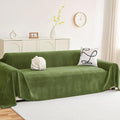 hyha Couch Cover for Dogs, Boho Sofa Covers for 3 Cushion Couch Washable, Chenille Sofa Slipcover for Pets, Soft Loveseat Sectional Couch Throw Blankets with Tassels (Green, 71x150 Inch)