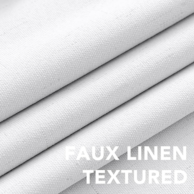 H.VERSAILTEX Pure White Curtains 96 inches Long, 100% Blackout Curtains for Bedroom Thermal Insulated Linen Textured Curtains Living Room Grapes 2 Panel Sets, 52W x 96L - Inch