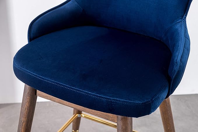 Roundhill Furniture Leland Fabric Upholstered Wingback Bar Stools, Set of 2, Blue