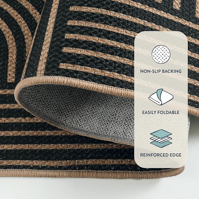 Lahome Modern Geometric Runner Rug, 2x6 Laundry Room Rug Runners for Hallways Non Slip, Washable Outdoor Carpet with Rubber Backing, Farmhouse Non Shedding Kitchen Mats for Floor Entryway