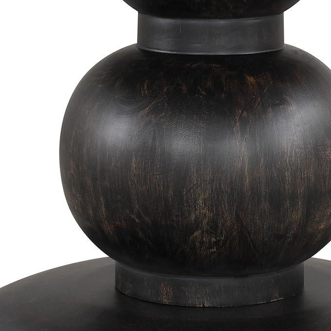 Furniture of America Lioren Modern 54-inch Round Dining Table with Turned Pedestal Base and Two-Tone Design, Seats up to 4 for Home Kitchen, Living Room, Espresso