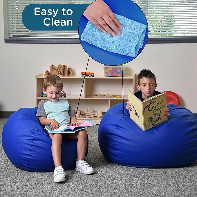Children's Factory 35" Kids Bean Bag Chairs, Flexible Seating Classroom Furniture, Beanbag Ideal for Boy/Girl Toddler Daycare or Playroom, Blue (CF610-005)
