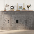 Shintenchi Sideboard Buffet Cabinet with Storage,53.4" Large Kitchen Buffet Storage Cabinet with 3 Drawers and 4 Doors,Wood Farmhouse Sideboard with Adjustable Shelf for Kitchen, Living Room,Grey