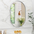Suidia 22" x 30" Bathroom Mirror, Bathroom Vanity Mirror Metal Framed, Wall-Mounted Mirrors for Bedroom, Living Room, Entryway, Hallway, Silver, Oval Style