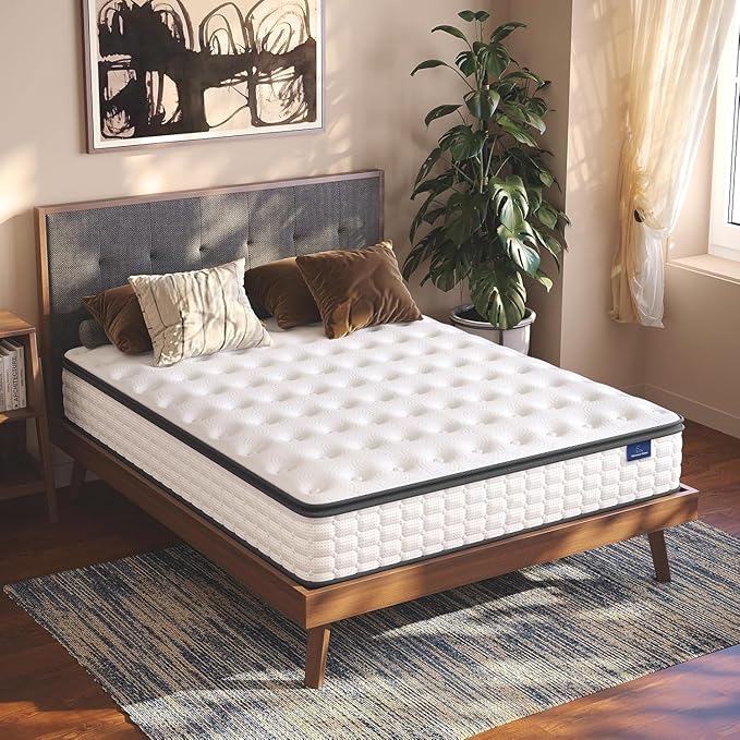 Vesgantti Queen Mattresses 12 Inch Hybrid Queen Size Mattress in a Box, Pillow Top Mattress Gel Memory Foam and Pocket Coils Innerspring Mattresses, Pressure Relief, Medium Firm Plush Feel