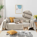 STACYPIK Waterproof Anti-Cat Scratch Couch Covers, Beige Sofa Covers for Dogs, Non-Slip Couch Covers for 2 Cushion Couch, Washable Love Seat for Sectional, Furniture Protector Sofa Slipcover-71X90IIN