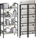 Folding Bookshelf,4 Tier Bookcase Foldable Shelf with X-Bracket Design, Adjustable Feet, Space Saving Storage for Living Room, Office, Brownish