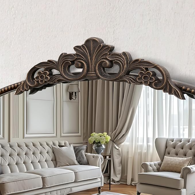 Micasso Traditional Arch Mirror, 31"x 19" Bronze Decorative Mirror with Metal Frame, Wall Mounted Mirror for Bathroom Bedroom Living Room Entryway, Home Wall Decor