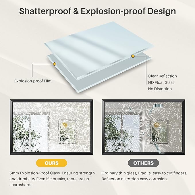 24x30 Inch Black Bathroom Mirror for Wall, Thick Metal Framed Rectangle Mirrors for Over Sink, Bedroom, Living Room, Entryway, Anti-Rust, HD Tempered Glass