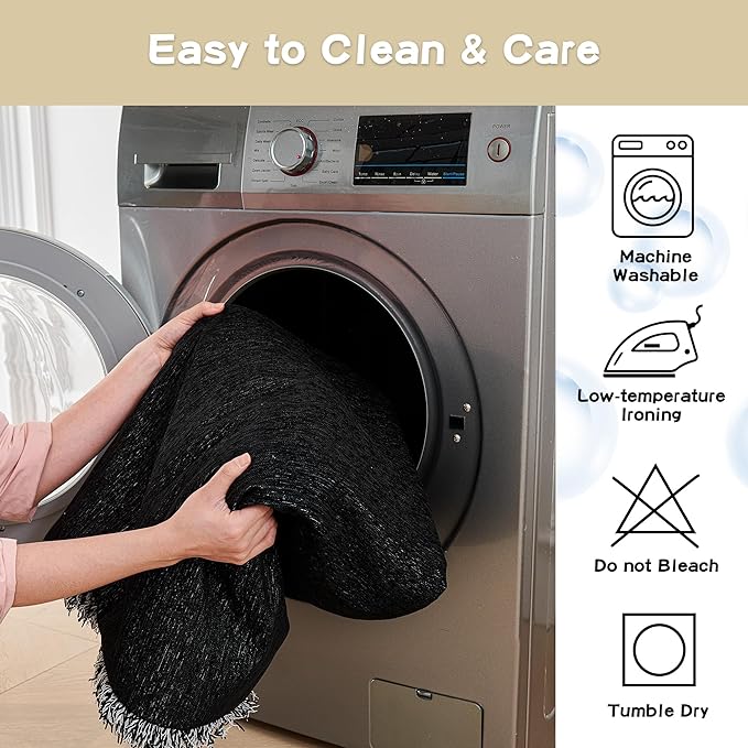 MYSKY HOME Couch Cover for Dogs Washable Couch Covers Couch Covers for Dogs Couch Cover 2 Cushion Sofa Non Slip Dogs Furniture Protector with Tassels Chenille Sofa Covers for Pets, 71"x102", Black