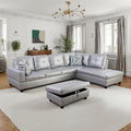 NicBex Sectional Couch 3 Pieces Sofa Set with Left Chaise Synthetic Leather L Shaped Cloud Couch for Living Room Furniture Sets with Storage Ottoman, Modular Sofa for Living Room & Apartment, Silver