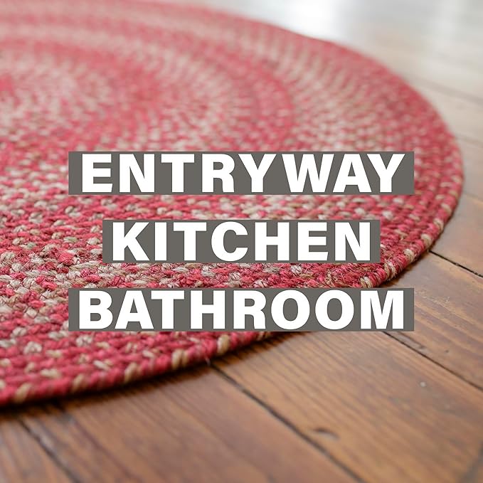 Homespice 22x72 Red Runner Braided Rug. Apple Pie Red Jute Rug. Uses- Entryway, Kitchen Rugs, Bathroom Rugs, Hallways Runner Rug. Reversible, Rustic, Country, Primitive, Farmhouse Decor