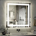 36x36 LED Bathroom Mirror, Backlit + Front Lit, LED Bathroom Mirror with Lights for Wall, 3 Colors, Anti-Fog, Dimmable Brightness, Memory Function, Tempered Glass