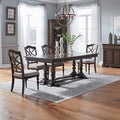 Liberty Furniture Arden Road 5 Piece Dining Trestle Table Set - 4 Splat Back Side Chairs - Satin Cherry