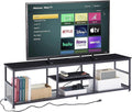 VECELO TV Stand with Power Outlets for Televisions up to 75Inch, 62" Media Entertainment Center with Charging Station 3-Tier Open Storage Shelves with Metal Frame for Living Room/Bedroom，Black