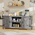 YESHOMY Farmhouse Buffet & Sideboard, 58" Kitchen Storage Cabinet with Adjustable Shelves & Doors, Wood Coffee Bar for Living Room, Entryway, Gray Washed
