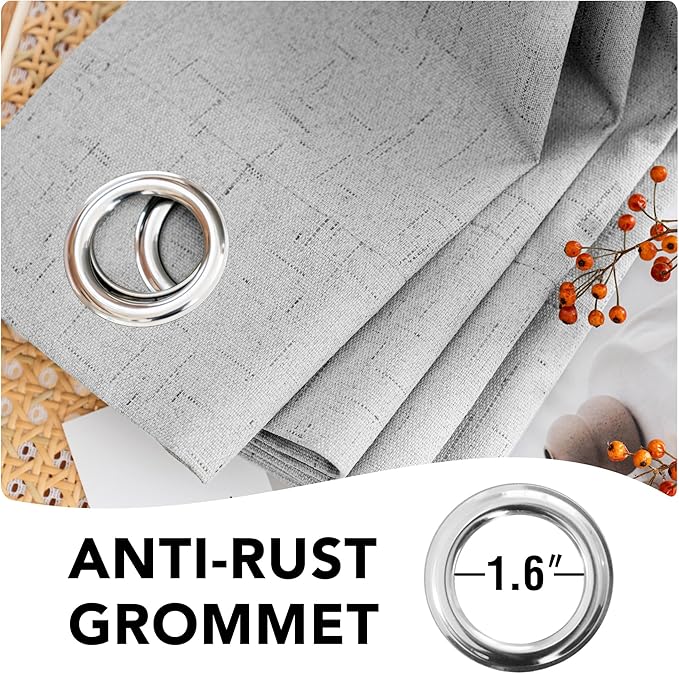 H.VERSAILTEX 100% Blackout Curtains for Bedroom Thermal Insulated Linen Textured Curtains Heat and Full Light Blocking Drapes Living Room Curtains 2 Panel Sets, Glacier Gray, 42x84 Inch