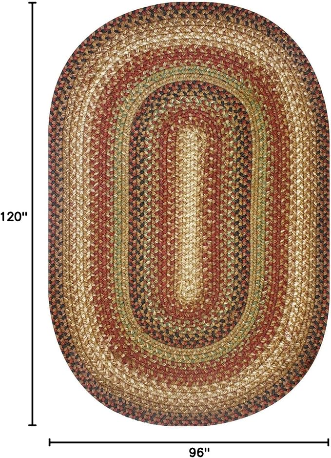 Homespice Gingerbread Jute Brown 8x10' Braided Oval Area Rugs for Living Room, Bedroom and Dining Room. Pet Friendly. Decor Styles- Farmhouse Rug, Rustic, Vintage, Primitive, Country, Boho Rug