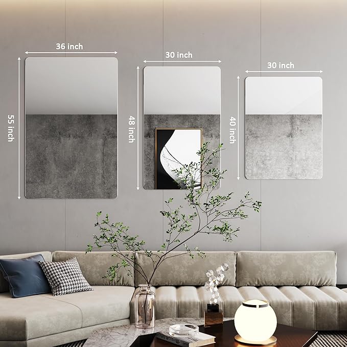 30x48 Bathroom Mirrors for Vanity,Wall Mirrors for Living Room,Frameless Wall Mirrors,Bathroom Mirror for Over Sink