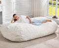 Hobestluk 5FT Bean Bag Chairs Adult Bean Bag with Portable Handle Comfy Large Bean Bag Lounge Chair with Removable Cover for Living Room Bedroom (Stripe White, 5FT)