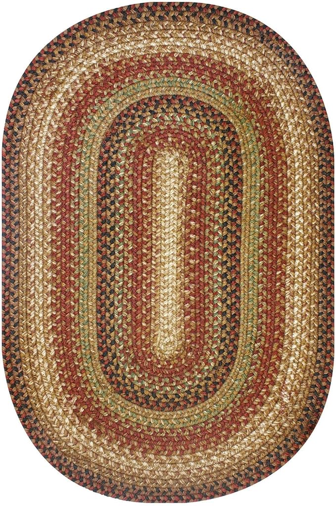Homespice Gingerbread Jute Brown Braided Rugs 5x8' Oval for Living Room, Bedroom Rug and Dining Room. Pet Friendly. Decor Styles- Farmhouse Rug, Rustic, Vintage, Cottage, Primitive, Country, Boho Rug