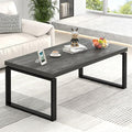 EXCEFUR Modern Coffee Table, Rustic Wood and Metal Center Table for Living Room, Industrial Rectangle Cocktail Tea Table for Home Office, Vintage Grey, 47 Inch