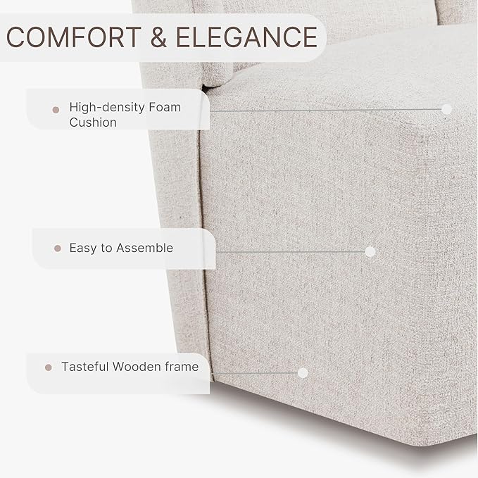 Upholstered Dining Chair with Casters Wingback Modern Side Armless Deskchair with Rollers for Diningroom Bedroom Livingroom Reading Room,Linen,1 Box