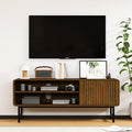 TV Stand,Mid Century Modern Entertainment Center with 2 Open Shelves，Farmhouse TV Media Console Table for Living Room,Bedroom,Television Stand up to 50 Inches,Black Walnut