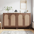 Tribesigns Set of 2 Rattan Sideboard Buffet Cabinet with Storage, 59 Inch Accent Cabinet for Dining Room, Living Room, Kitchen, Rattan and Dark Brown