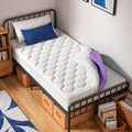 OhGeni Cooling 4 inch Dual Layer Twin XL Mattress Topper, 2 inch Gel Memory Foam, 2 inch Down Alternative Pillow Top Pad, Mattresses Cover for Bed, Medium Support, Fits 6”-19” Deep Pocket,Purple