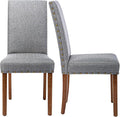Parsons Kitchen Dining Chair Set Room Modern Upholstered Stylish Fabric High Back with Bronze Nailhead Trim