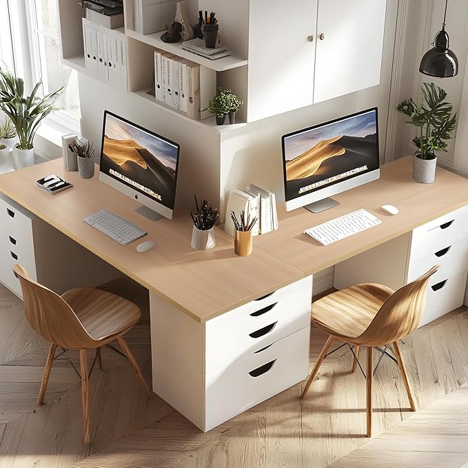 Kaboon Universal Tabletop 40"x18", Solid One-Piece Melamine Table Top, Double L-Desk Floating Desk DIY, Home and Office Countertop, Light Walnut