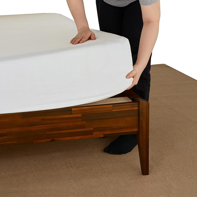 Bme Dinkee King Bed Frame Wood 15 Inch - Solid Wood Platform Bed Frame - Japanese Joinery Bed - Modern & Minimalist Style - Wood Slat Support - Easy Assembly - No Box Spring Needed - Chocolate