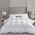 Luxurious All-Season Goose Down Feather Fiber Comforter Oversize Queen Duvet Insert (98x98), Exquisite Pinch Pleat Design- White, Premium Baffle Box, 100% Egyptian Cotton Cover, 70 oz. Fill Weight