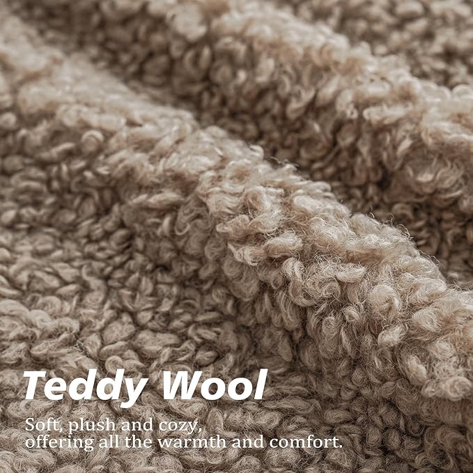 Foindtower 2 Pieces 24x24 Inch Khaki, Faux Fur Throw Pillow Cover Accent Sherpa Pillow Fuzzy Soft Pillowcases Sheepskin Decorative Fleece Cushion Case for Bed Couch Living Room