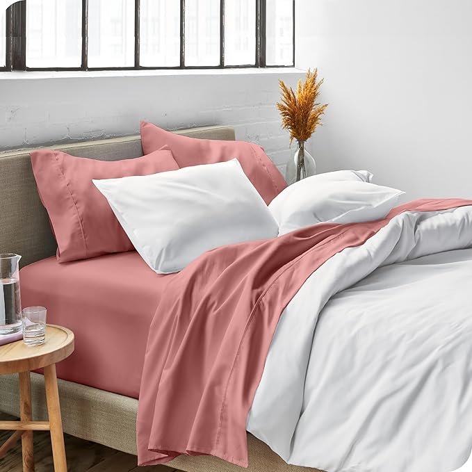 Bare Home California King Sheet Set - 1800 Ultra-Soft Microfiber Bed Sheets - Double Brushed - Deep Pockets - Easy Fit - 4 Piece Set - Bed Sheets (Cal King, Dusty Rose)