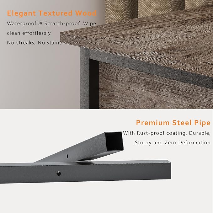 VECELO Nightstands Set of 2, Industrial Side Table/End Tables with Drawer and Storage Shelf, Night Stands for Bedroom, Living Room, Wood Metal Furniture, Easy Assembly