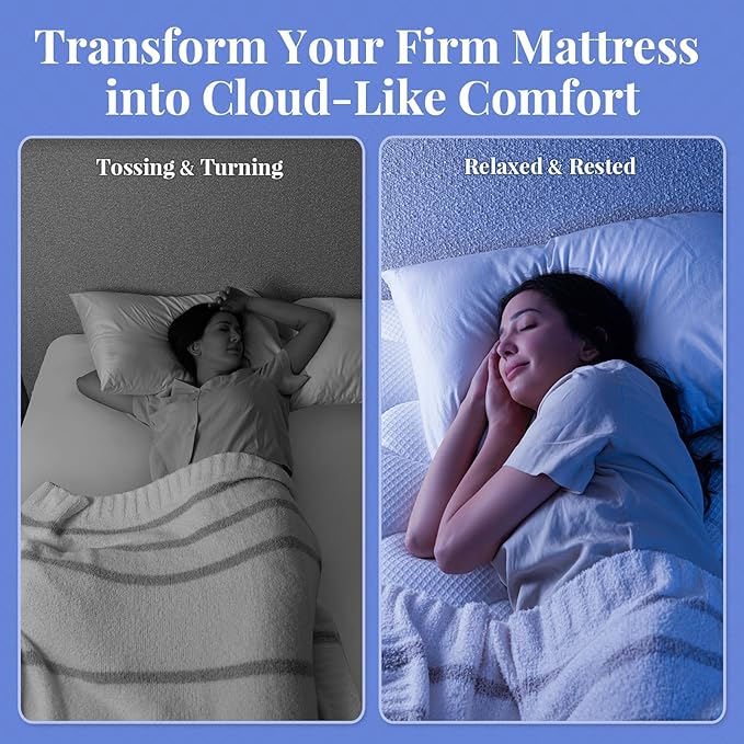 OhGeni Cooling 4 inch Dual Layer King Mattress Topper, 2 inch Cooling Gel Memory Foam, 2 inch Down Alternative Pillow Top Pad, Mattresses Cover for Bed, Medium Support, Fits 6”-19” Deep Pocket