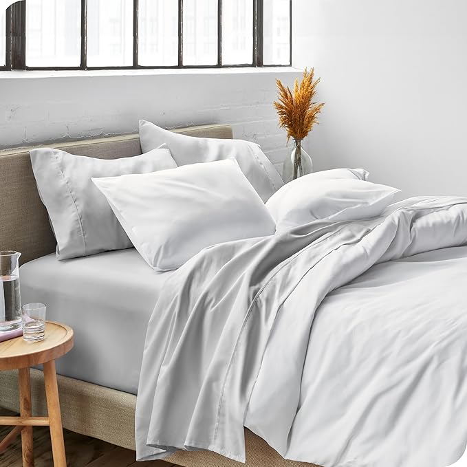 Bare Home Queen Sheet Set - Luxury 1800 Ultra-Soft Microfiber - Double Brushed - Deep Pockets - Easy Fit - 4 Piece Set - Bedding Sheets & Pillowcases (Queen, Cloud Grey)